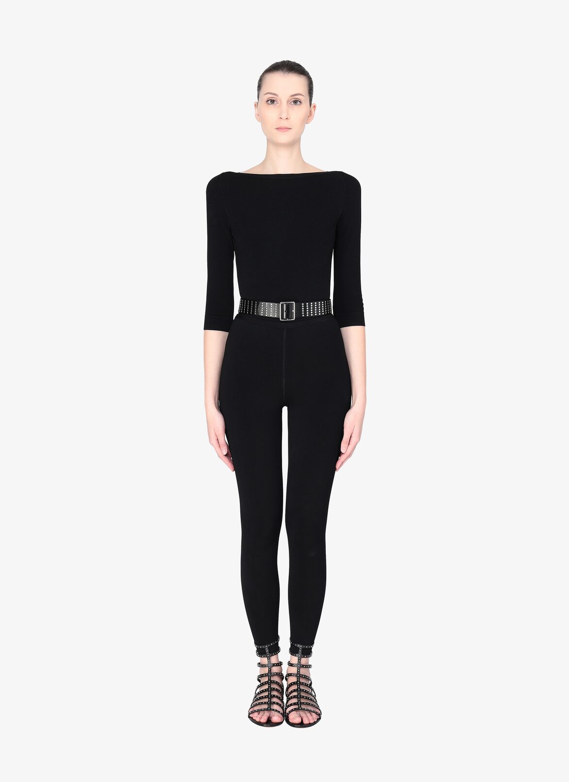 BELT CUIR LUX+RIVET BLACK ALAÏA BLACK  BELT CUIR LUX+RIVET BLACK